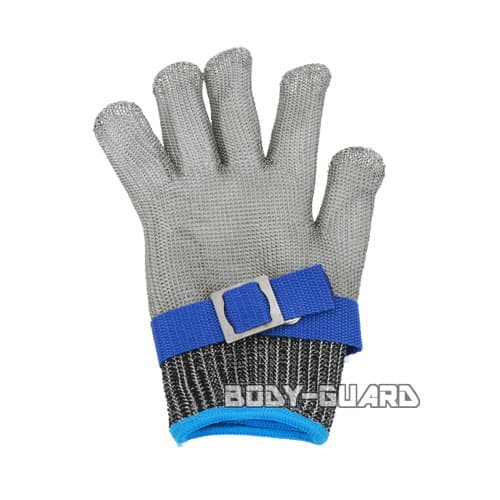 ステンレスグローブ　ホック式ベルト付き　ブルー【ゆうパケット対応】