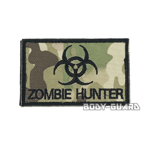 角ワッペン　「ZOMBIE　HUNTER」　8×5　迷彩【ゆうパケット対応】