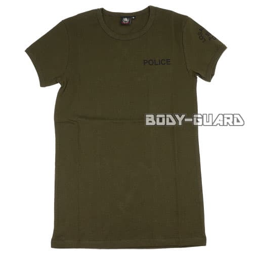 POLICE　半袖Tシャツ　タイプ3　バックプリントあり　カーキ　XXL【ゆうパケット対応】